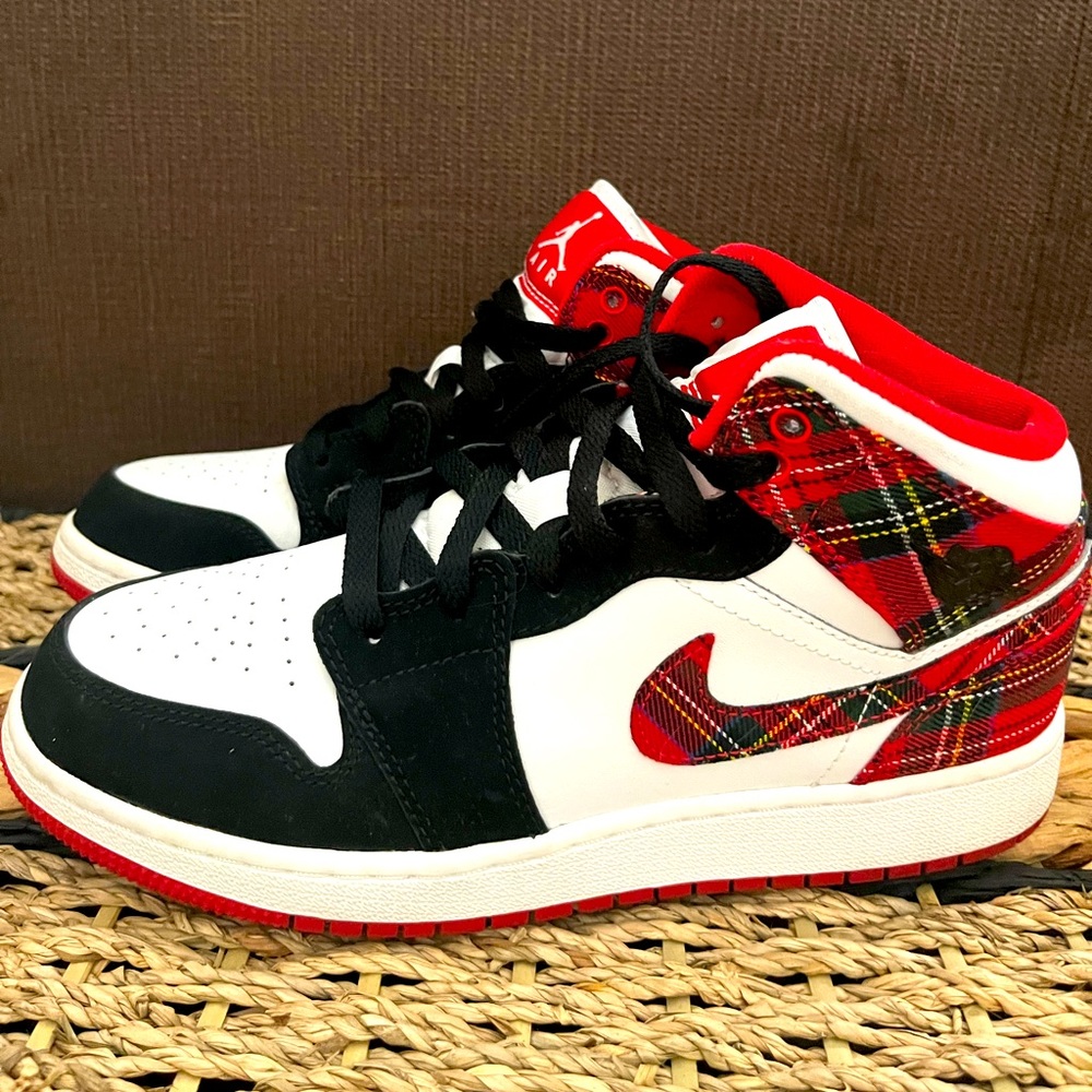 Nike Jordan 1 Mid White Plaid (GS)